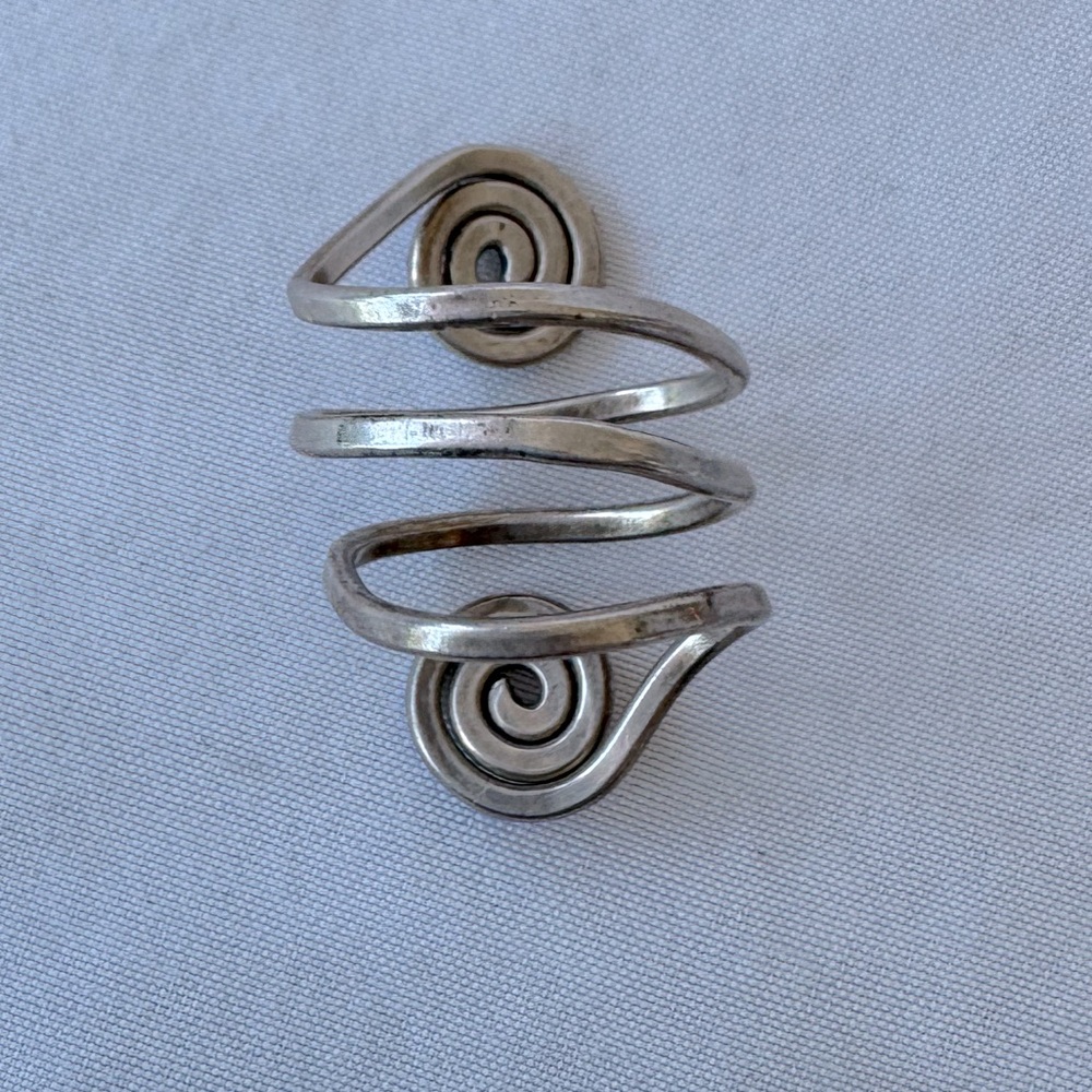 Silver Statement Ring With Spiral Design - image 3